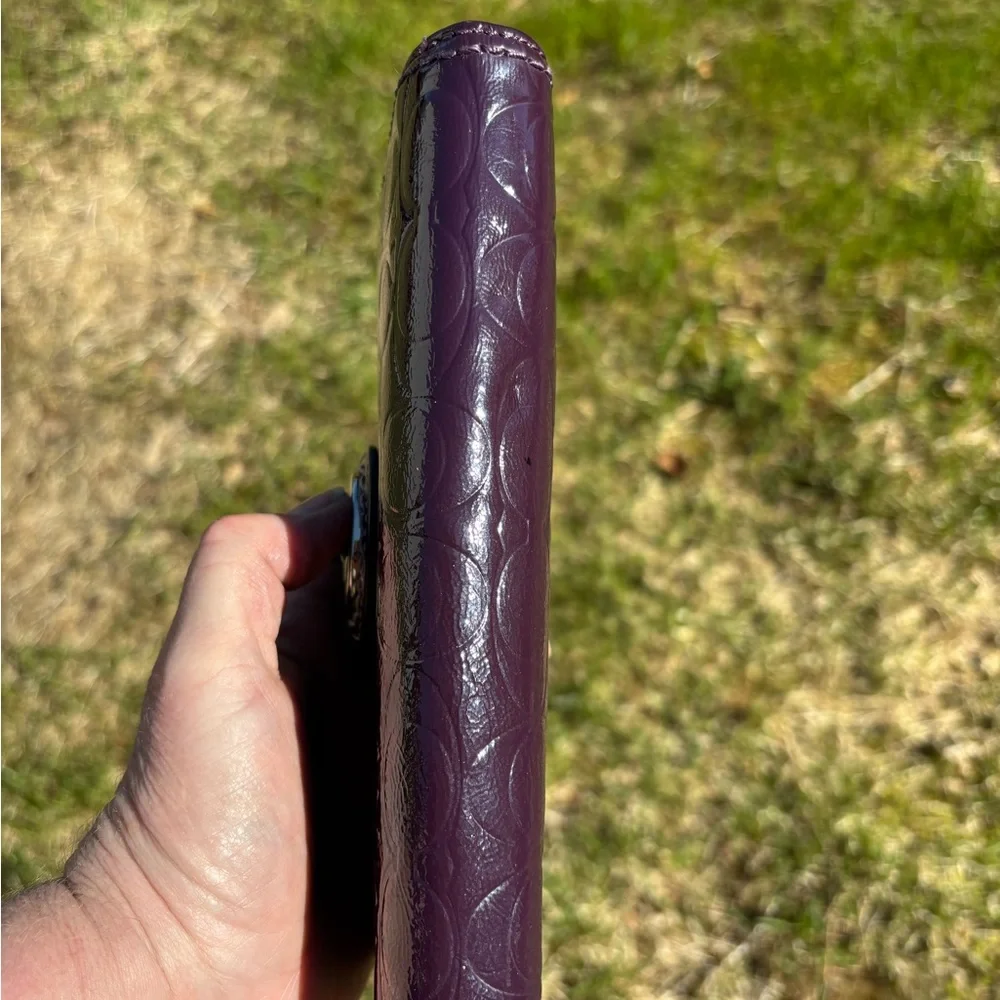 Coach Trifold Deep Prple Turnlock Wallet - Picture 6 of 13